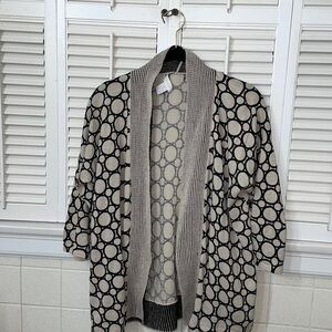Chicos (size 1 there version) circle cream black avant-garde sweater cardigan